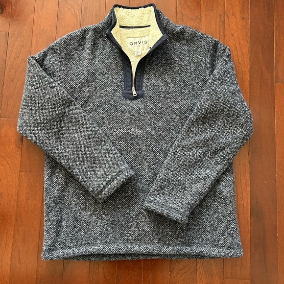 Orvis Brighton Men's Sherpa-lined 1/4 Zip
Pullover Sweater - Size Medium blue - Picture 2 of 10
